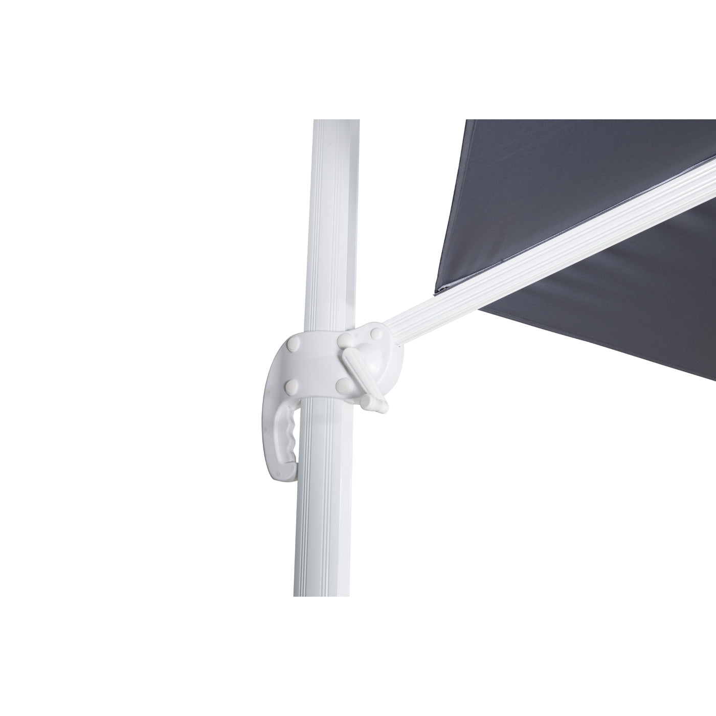 Leilai – Regenschirm – 3,5 m Durchmesser, 360 Grader – Weiß/Grauer Stoff