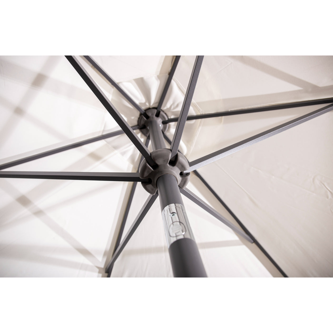 Leinani Regenschirm – 3 m – grauer Alu-/Ecru-Stoff