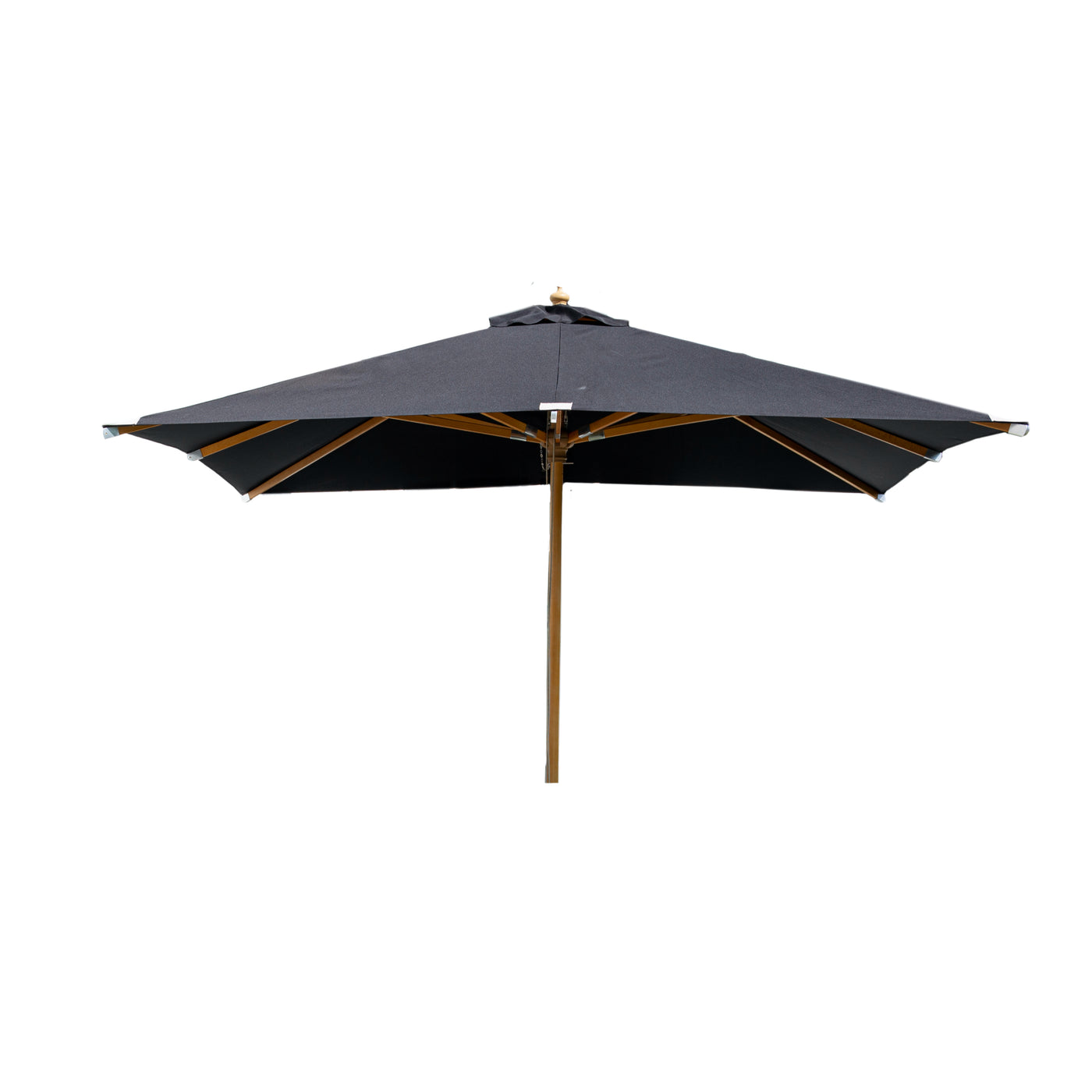 Nasrin Regenschirm - 3*3m - Holz / Schwarzer Stoff