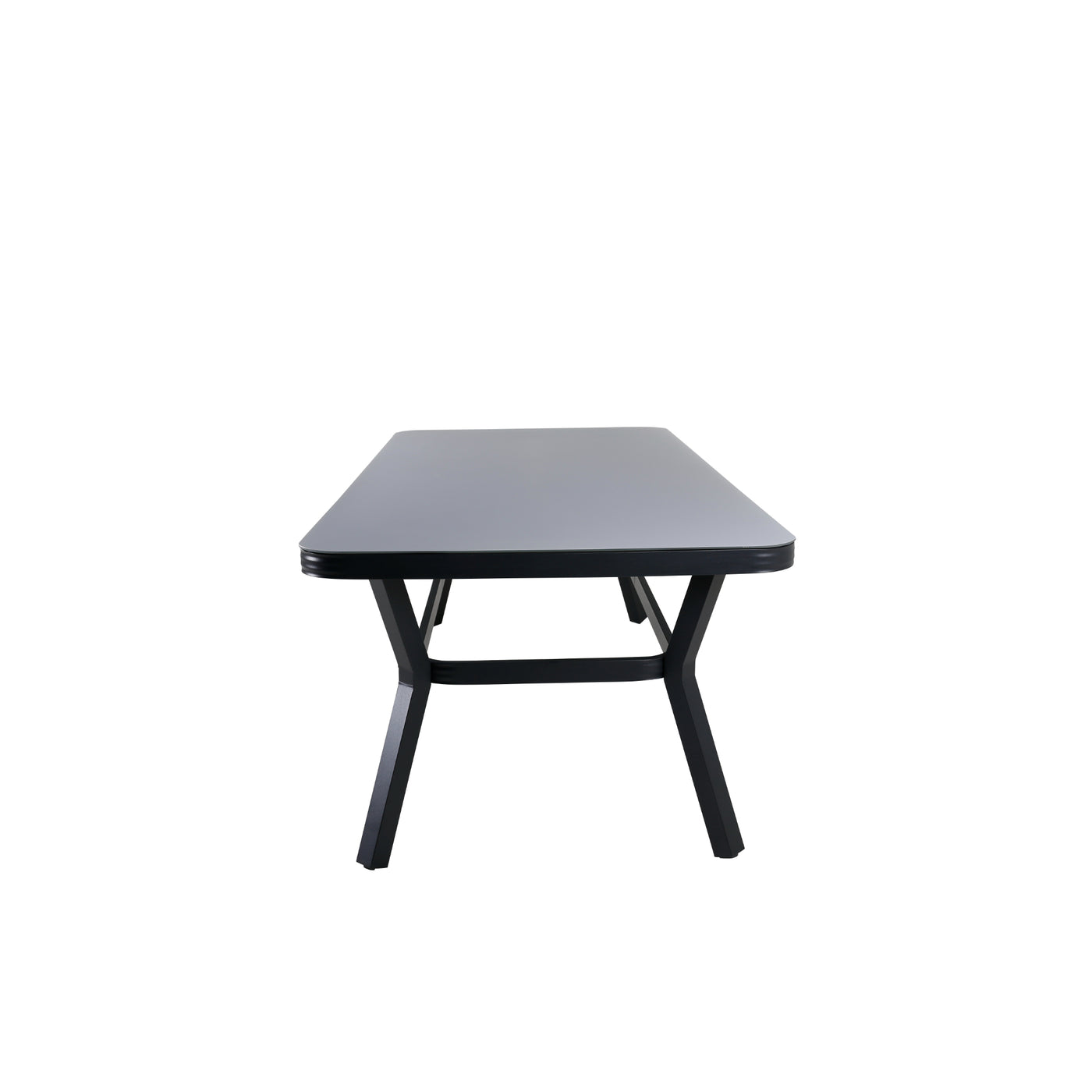 Walworth Esstisch – Schwarzes Alu / Graues Glas – großer Tisch