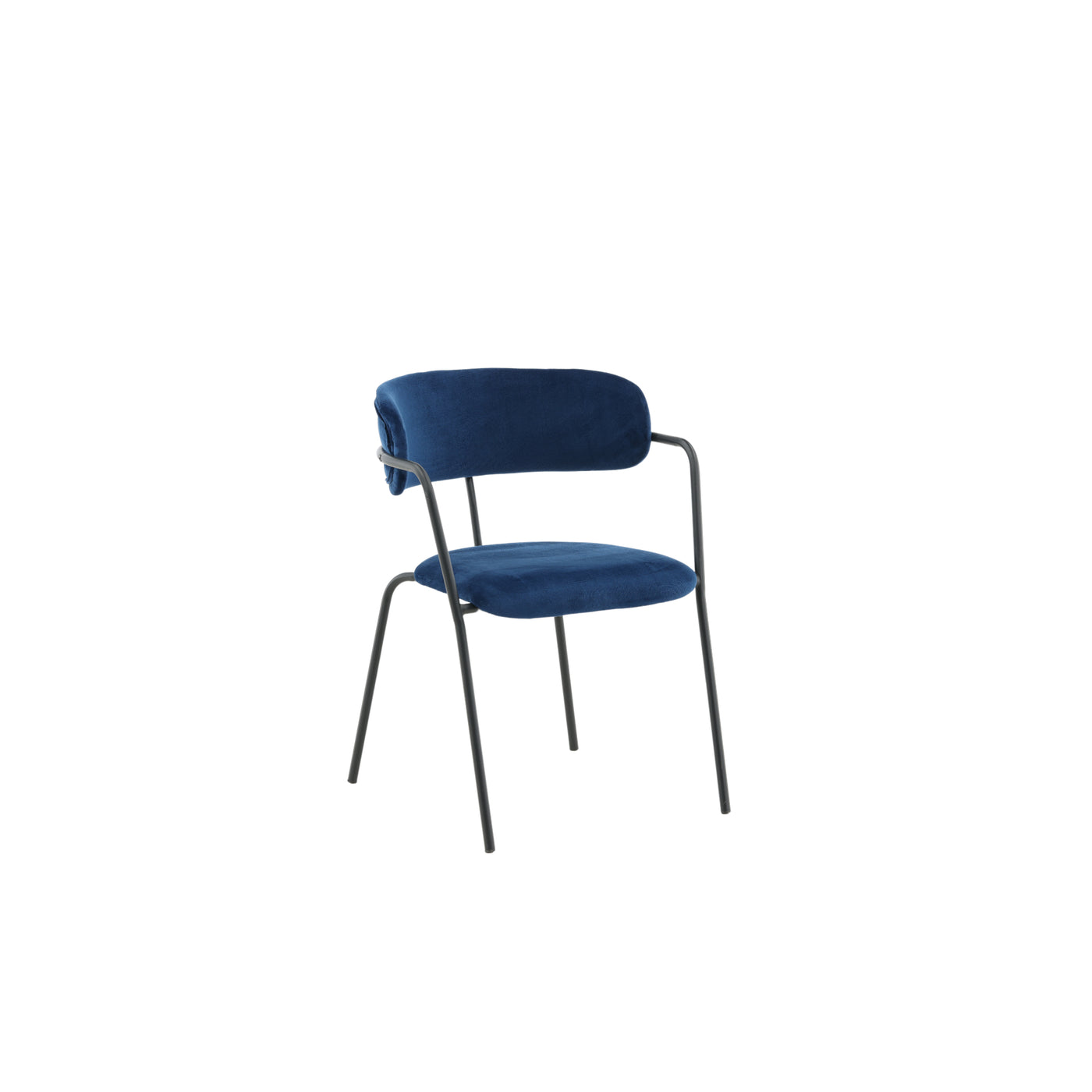 Ameline-Sessel – schwarze Beine – blauer Samt 2er Set