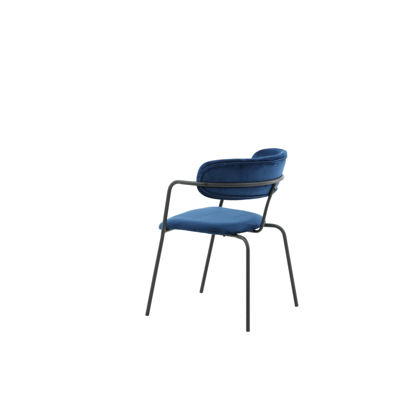 Ameline-Sessel – schwarze Beine – blauer Samt 2er Set