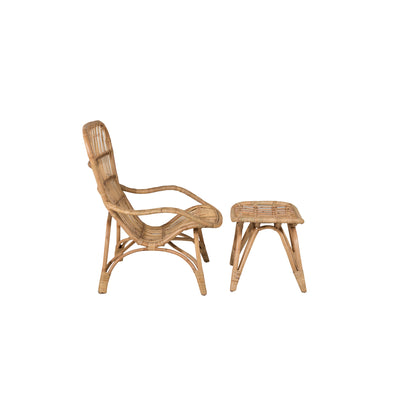 Fuyuko Lounge Chair – Rattan / Offwhite-Kissen. inc. Ottomane