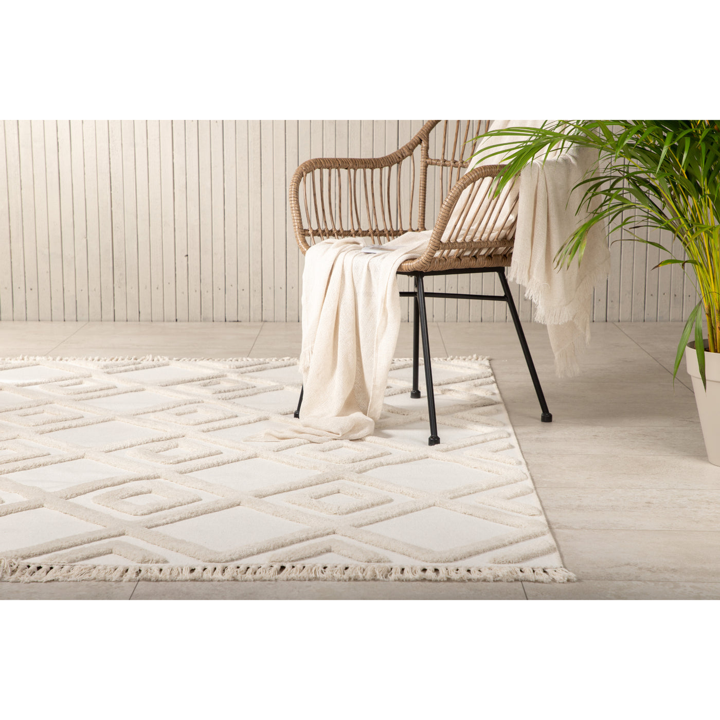 Yoselin Polyester-Teppich – 160 x 230 – Weiß