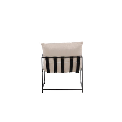 Thorina Wohnzimmer Sessel – Schwarz / Weißer Leinenstoff