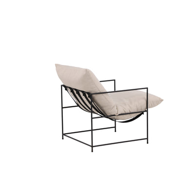 Thorina Wohnzimmer Sessel – Schwarz / Weißer Leinenstoff