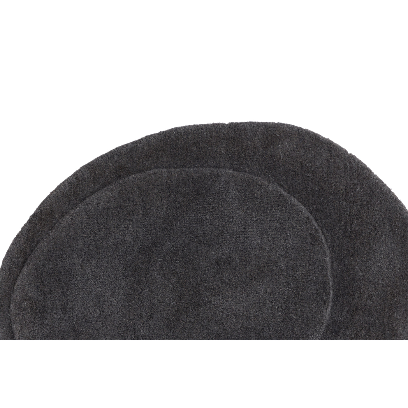 Zélenya-Wollmischung mit Stoffrücken – 50 x 75 – oval – dunkelgrau