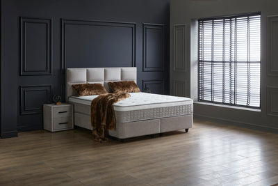 AYANA Boxspringbett Stauraum Bettkasten Samt Velours Greige Boxbett von ABC Bedding | ayana-boxspringbett-stauraum-bettkasten-samt-velours-greige-boxbett | Mit Bettkasten