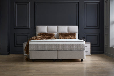 AYANA Boxspringbett Stauraum Bettkasten Samt Velours Greige Boxbett von ABC Bedding | ayana-boxspringbett-stauraum-bettkasten-samt-velours-greige-boxbett | Mit Bettkasten