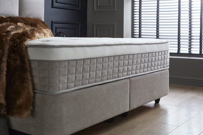 AYANA Boxspringbett Stauraum Bettkasten Samt Velours Greige Boxbett von ABC Bedding | ayana-boxspringbett-stauraum-bettkasten-samt-velours-greige-boxbett | Mit Bettkasten
