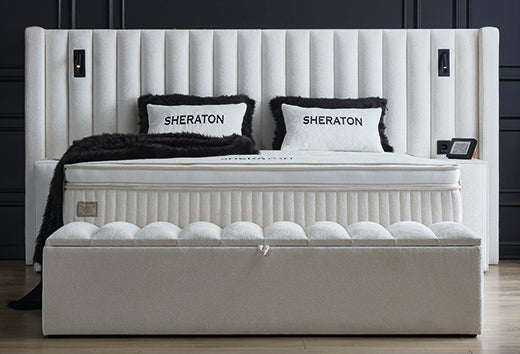 SHERATON White Boxspringbett Stauraum Bettkasten Weiß Boxbett von ABC Bedding