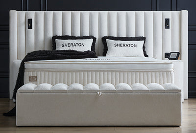 SHERATON White Boxspringbett Stauraum Bettkasten Weiß Boxbett von ABC Bedding
