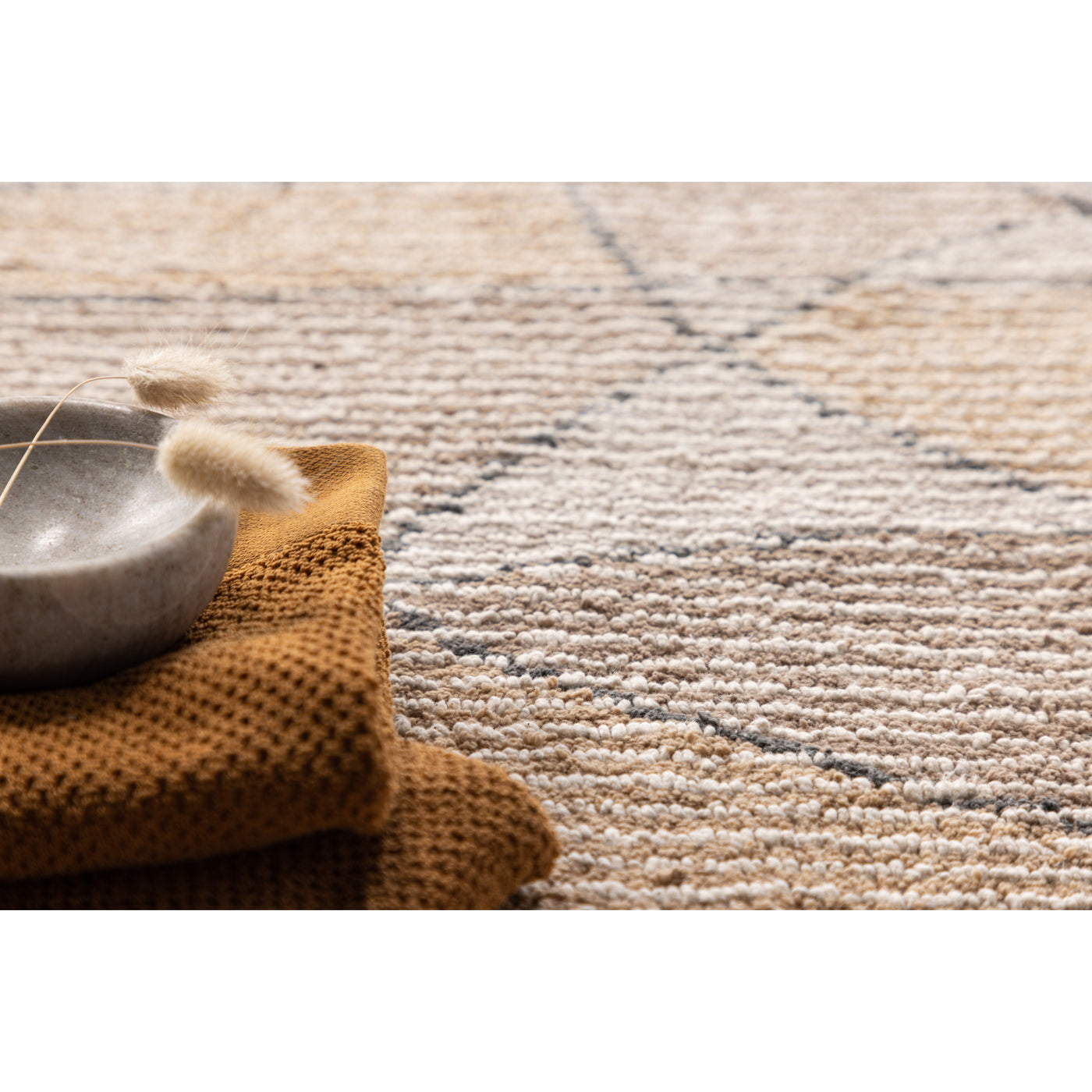 Maite Baumwolle – 60 x 90 – rechteckig – Elfenbein/Sand/Grau