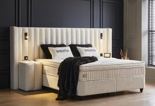 SHERATON White Boxspringbett Stauraum Bettkasten Weiß Boxbett von ABC Bedding