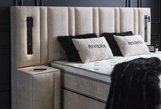 Riviera Boxspringbett Beige Stauraum Bettkasten Boxbett von ABC Bedding | riviera-boxspringbett-stauraum-bettkasten-boxbett | Mit Bettkasten