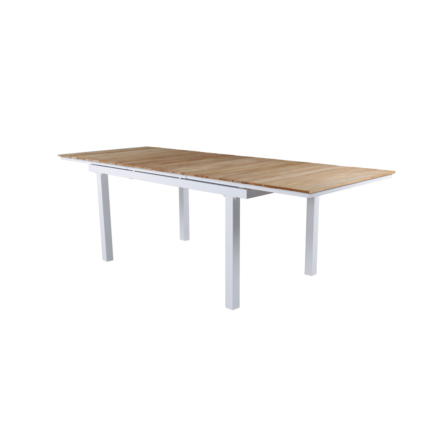 Meret Tisch 180/240 – Weiß/Teak