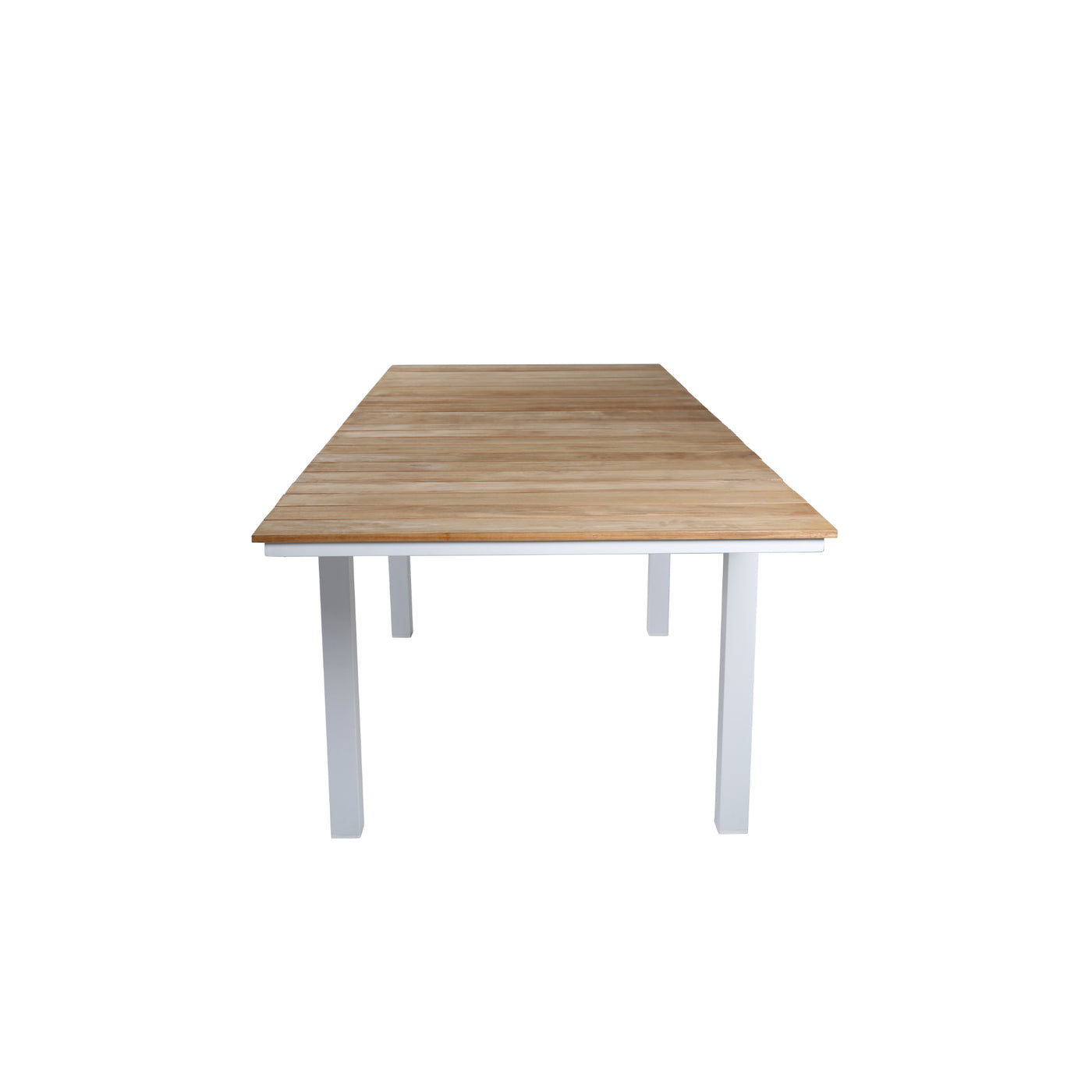 Meret Tisch 180/240 – Weiß/Teak
