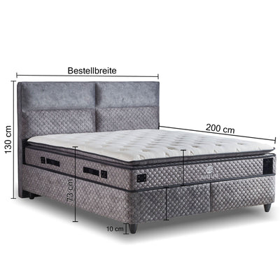 BABYLON BOXSPRINGBETT STAURAUM BETTKASTEN SAMT STOFF GRAU BOXBETT von ABC Bedding | babylon-stauraum-boxbett-boxspringbett-mit-bettkasten-samt-grau-anthrazit | Mit Bettkasten