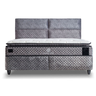 BABYLON BOXSPRINGBETT STAURAUM BETTKASTEN SAMT STOFF GRAU BOXBETT von ABC Bedding | babylon-stauraum-boxbett-boxspringbett-mit-bettkasten-samt-grau-anthrazit | Mit Bettkasten