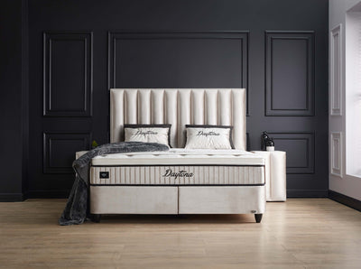 DAYTONA Boxspringbett Stauraum Bettkasten Samt Hell Beige Boxbett von ABC Bedding | kopie-von-hamilton-stauraum-boxbett-boxspringbett-mit-bettkasten-stoff-grau-anthrazit-1 | Mit Bettkasten