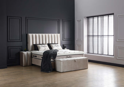 DAYTONA Boxspringbett Stauraum Bettkasten Samt Hell Beige Boxbett von ABC Bedding | kopie-von-hamilton-stauraum-boxbett-boxspringbett-mit-bettkasten-stoff-grau-anthrazit-1 | Mit Bettkasten