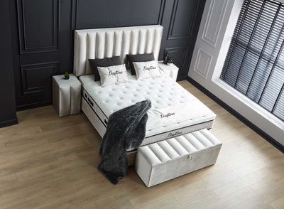 DAYTONA Boxspringbett Stauraum Bettkasten Samt Hell Beige Boxbett von ABC Bedding | kopie-von-hamilton-stauraum-boxbett-boxspringbett-mit-bettkasten-stoff-grau-anthrazit-1 | Mit Bettkasten