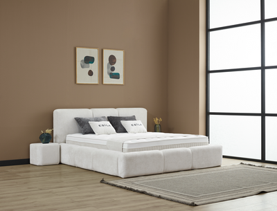 ESILA Boxspringbett Stauraum Bettkasten Stoff Creme Beige Boxbett von ABC Bedding