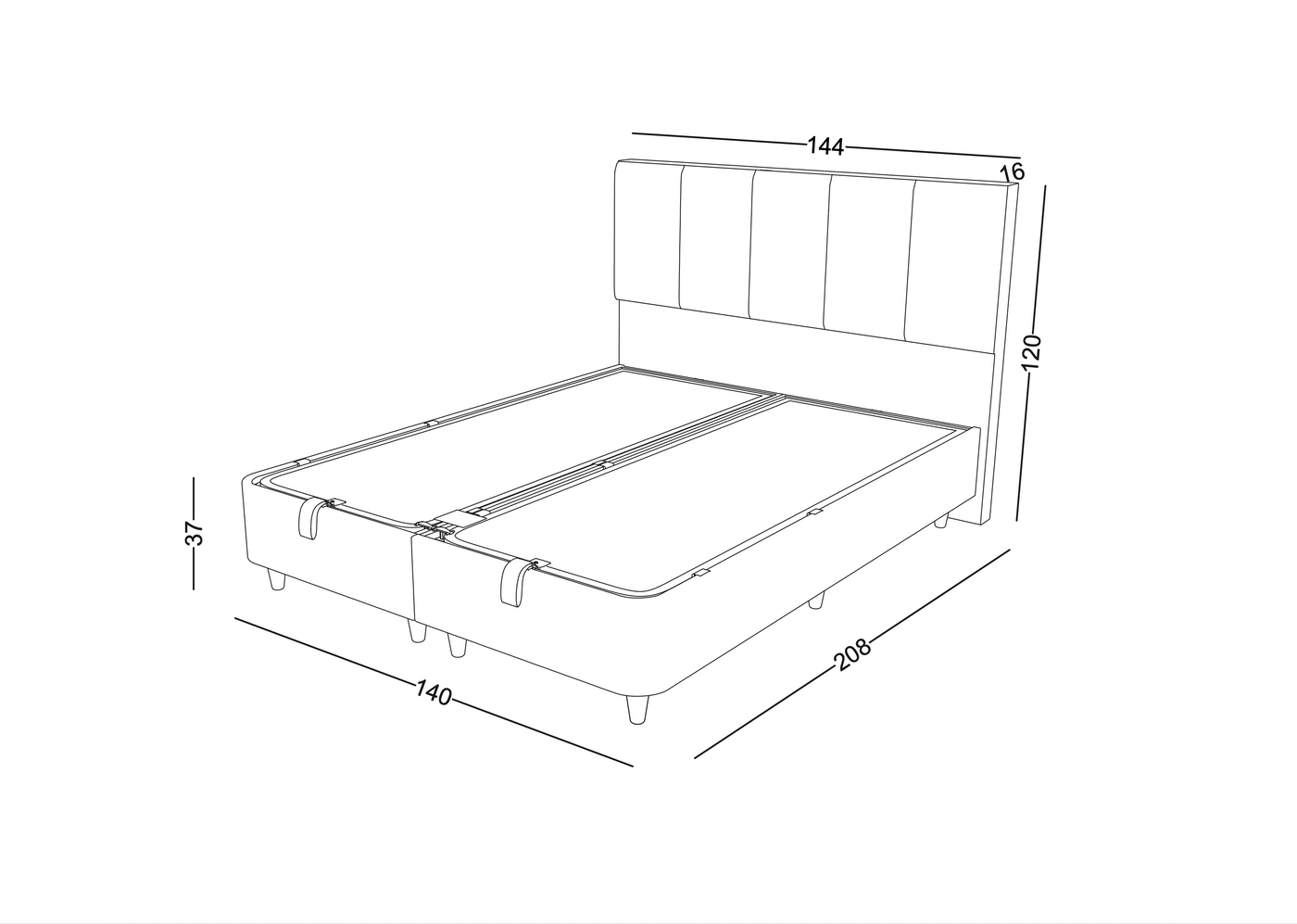 LUCAS Boxspringbett Stauraum Bettkasten Stoffdesign Creme Beige Boxbett von ABC Bedding