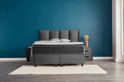 NORA Boxbett Boxspringbett Bettkasten Topper Samt Velvet Velours Grau Anthrazit von ABC Bedding | boxspringbett-boxbett-lilia-180x200-mit-bettkasten | Mit Bettkasten