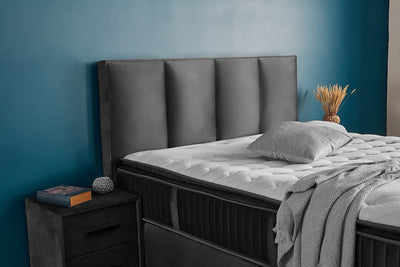 NORA Boxbett Boxspringbett Bettkasten Topper Samt Velvet Velours Grau Anthrazit von ABC Bedding | boxspringbett-boxbett-lilia-180x200-mit-bettkasten | Mit Bettkasten