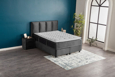 NORA Boxbett Boxspringbett Bettkasten Topper Samt Velvet Velours Grau Anthrazit von ABC Bedding | boxspringbett-boxbett-lilia-180x200-mit-bettkasten | Mit Bettkasten