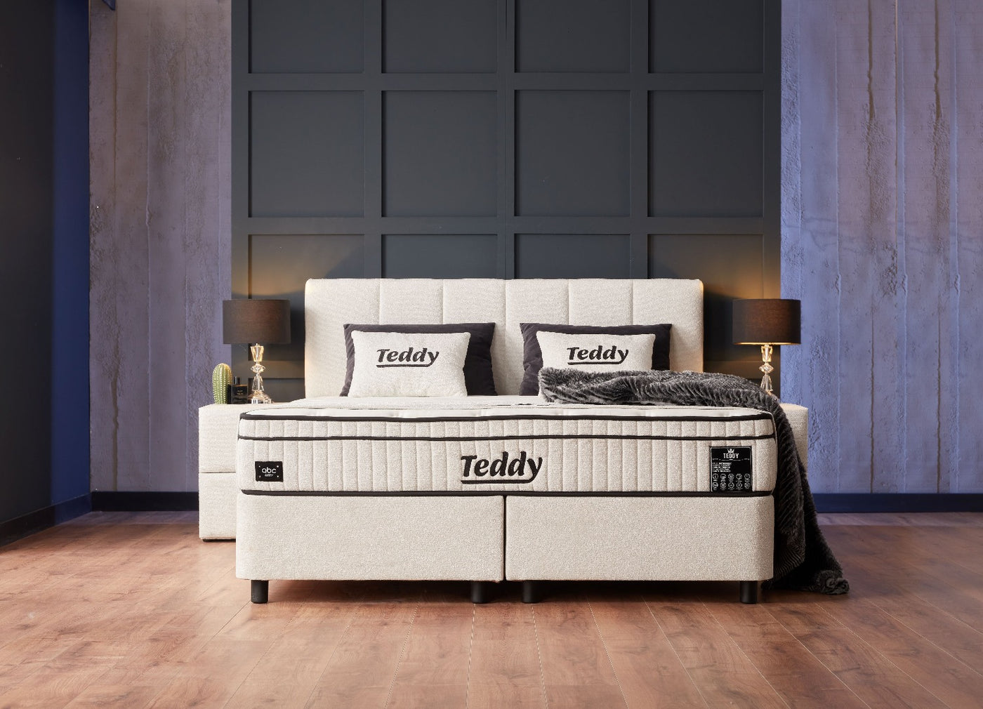 TEDDY Boxspringbett Stauraum Bettkasten Topper Boucle Beige Weiß Boxbett von ABC Bedding | teddy-stauraum-boxbett-boxspringbett-mit-bettkasten-stoff-beige-hell | Mit Bettkasten