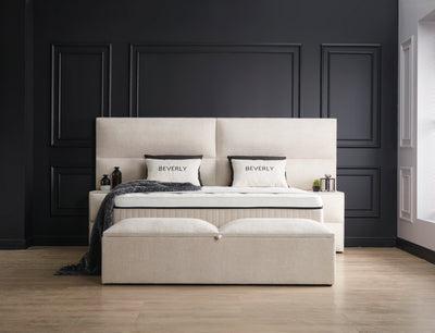 Beverly Boxspringbett Webstoff Stauraum Bettkasten Weiß Boxbett von ABC Bedding