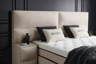 Beverly Boxspringbett Webstoff Stauraum Bettkasten Weiß Boxbett von ABC Bedding