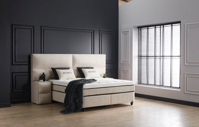 Beverly Boxspringbett Webstoff Stauraum Bettkasten Weiß Boxbett von ABC Bedding