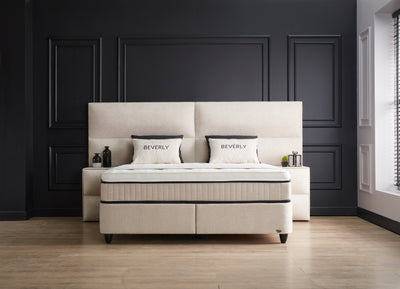Beverly Boxspringbett Webstoff Stauraum Bettkasten Weiß Boxbett von ABC Bedding