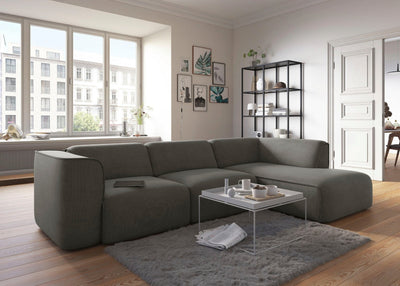 Madea Sofa Couch Cord Grau L Form Kasten Block