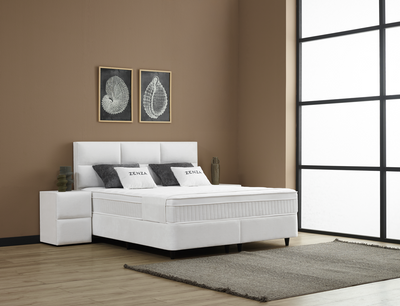 ZENZA Boxspringbett Stauraum Bettkasten Stoffdesign Creme Beige Boxbett von ABC Bedding