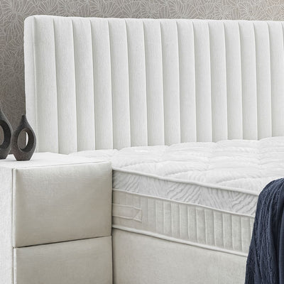 LAURA Boxspringbett Stauraum Bettkasten Samt Velours Stoff Créme Boxbett von ABC Bedding