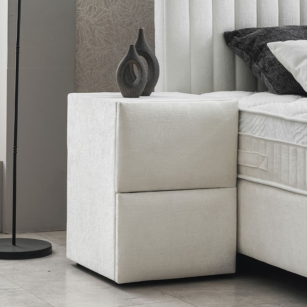 LAURA Boxspringbett Stauraum Bettkasten Samt Velours Stoff Créme Boxbett von ABC Bedding