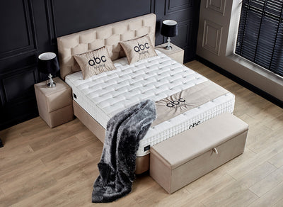 PALERMO Boxspringbett Stauraum Bettkasten Topper Samt Creme Beige Boxbett von ABC Bedding | palermo-stauraum-boxbett-boxspringbett-mit-bettkasten-samt-beige-hell | Mit Bettkasten