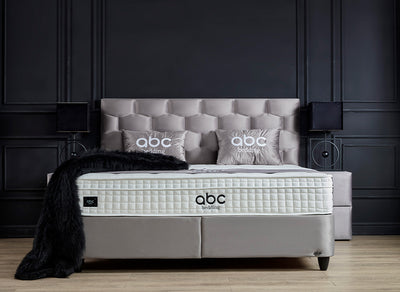 PALERMO Boxspringbett Stauraum Bettkasten Topper Samt Grau Taupe Boxbett von ABC Bedding | palermo-stauraum-boxbett-boxspringbett-mit-bettkasten-samt-hell-grau-silber | Mit Bettkasten
