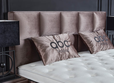 PHANTOM Beige Boxspringbett Stauraum Bettkasten Samtiger Webstoff Boxbett von ABC Bedding | phantom-stauraum-boxbett-boxspringbett-mit-bettkasten-samt-beige | Mit Bettkasten