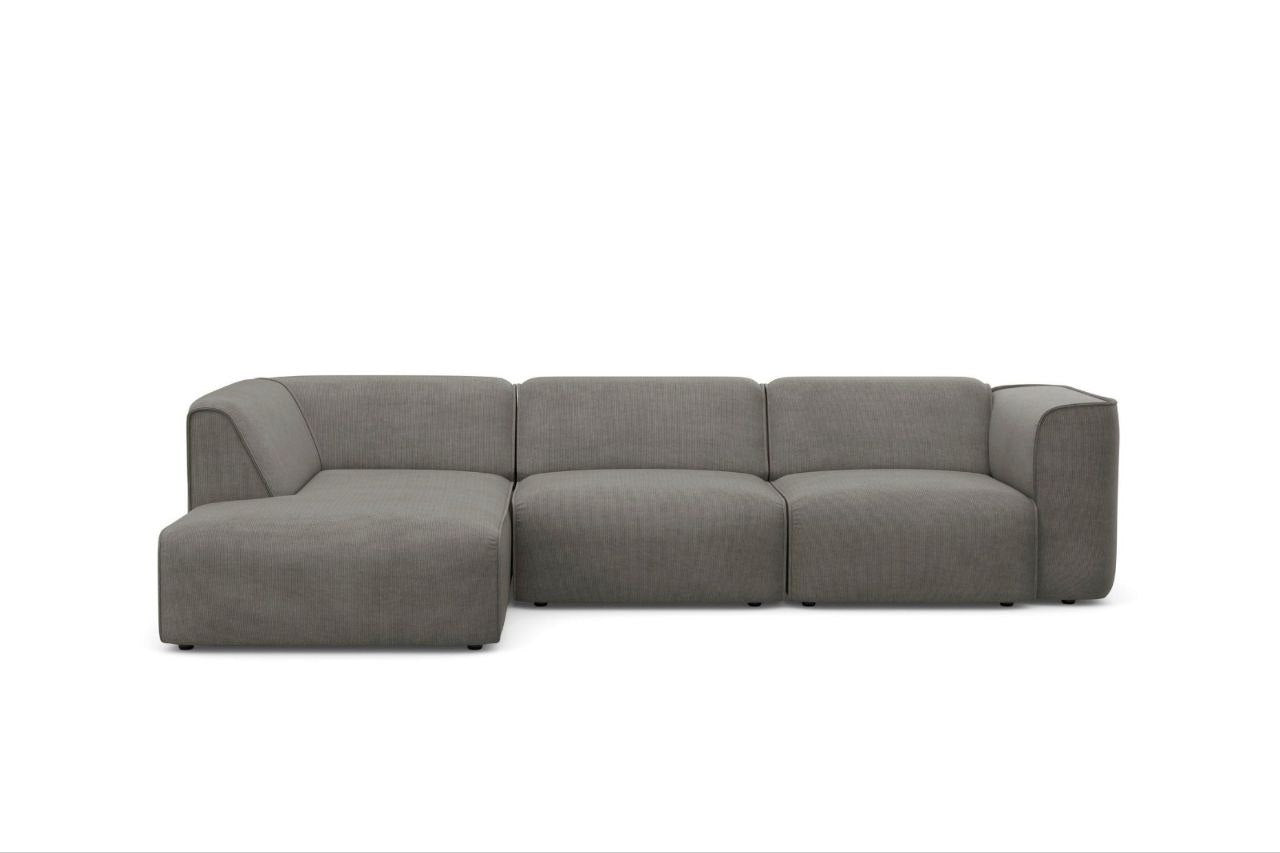 Madea Sofa Couch Cord Grau L Form Kasten Block