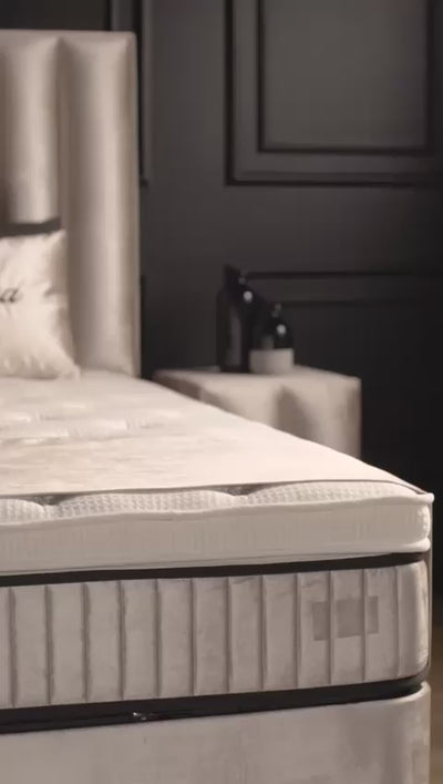 DAYTONA Boxspringbett Stauraum Bettkasten Samt Hell Beige Boxbett von ABC Bedding