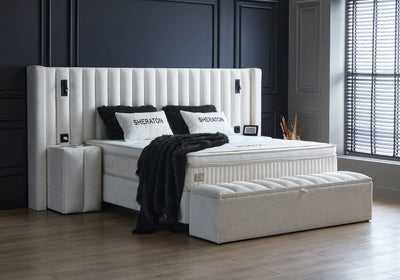 SHERATON White Boxspringbett Stauraum Bettkasten Weiß Boxbett von ABC Bedding