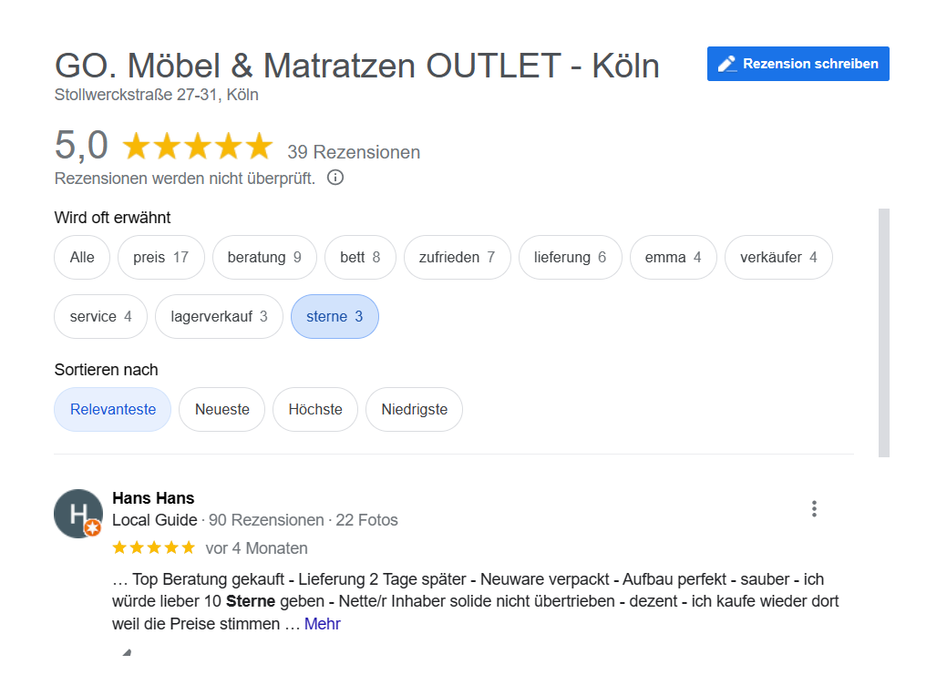 OUTLET 7 Zonen Marken MATRATZEN MADE IN GERMANY Kaltschaum Taschenfederkern